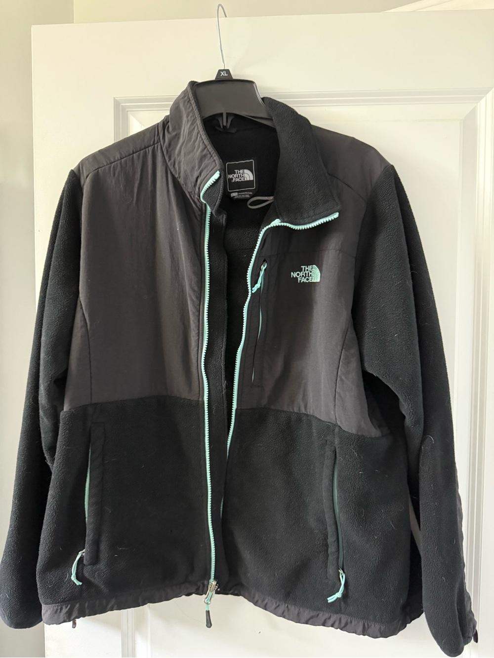 The North Face Black Teddy Fleece Jacket with Aqua Trim